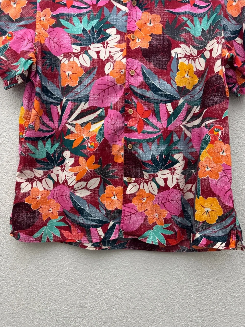 Old Navy Resort Shirt Slim Short Sleeve Button Front Camp Floral Print Size XL